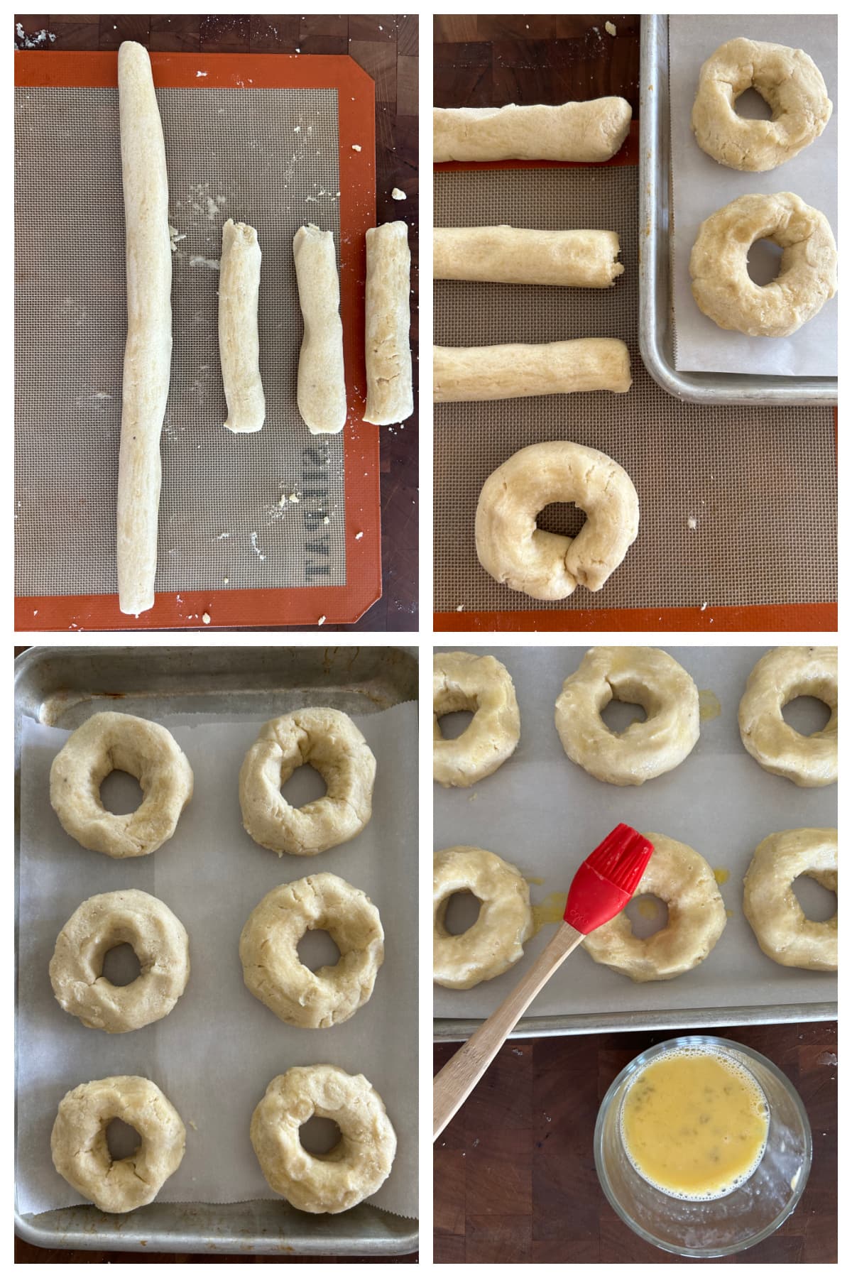 Almond Flour Bagels recipe from RecipeGirl.com four photos showing you how to make almond flour bagels