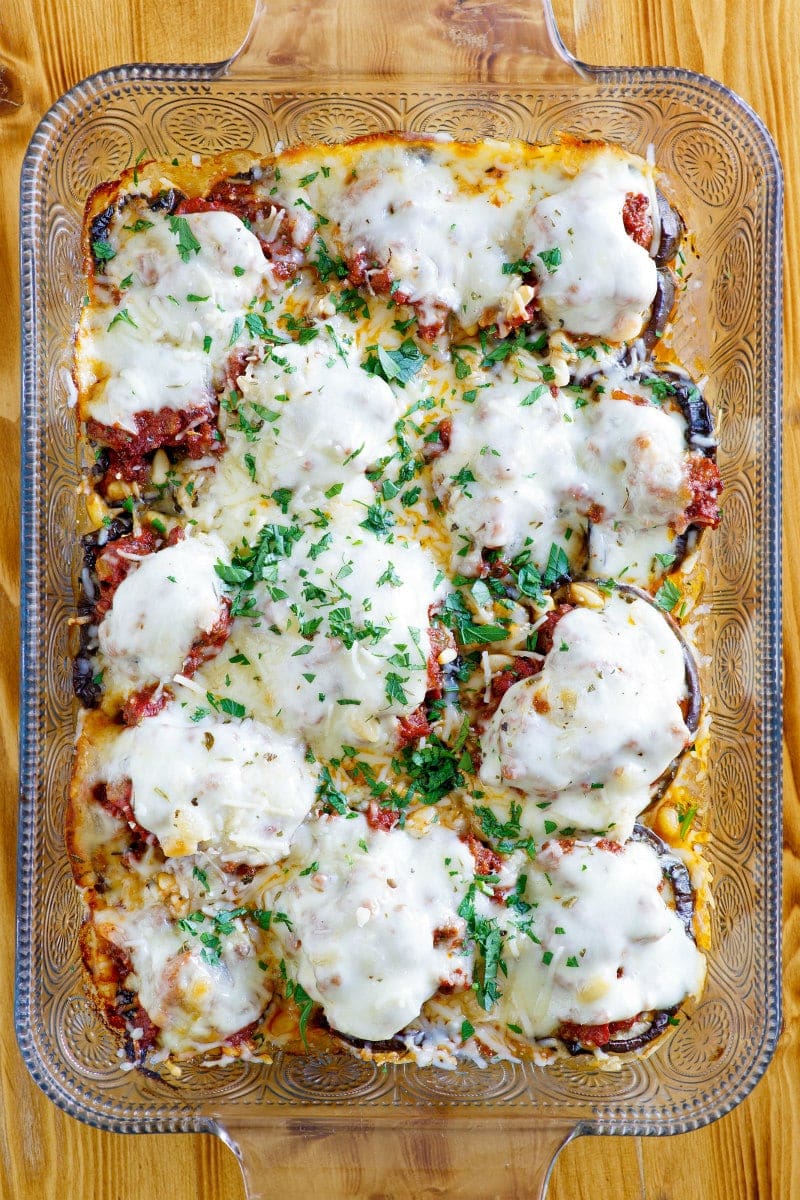 Beef and Eggplant Casserole recipe from RecipeGirl.com #beef #eggplant #casserole #dinner #recipe #RecipeGirl Beef and Eggplant Casserole