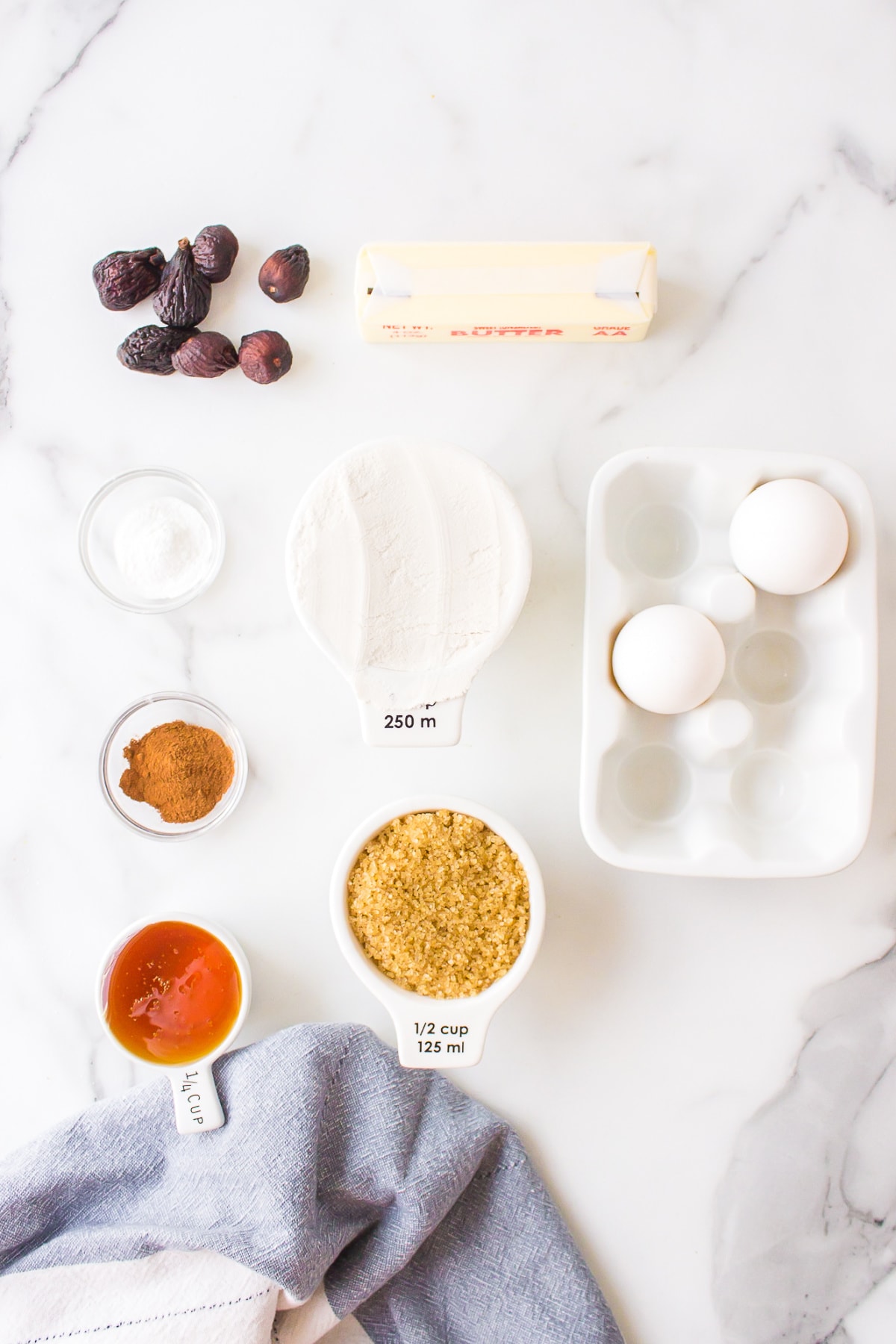 Caramel Fig Bread recipe from RecipeGirl.com ingredients displayed for making caramel fig bread