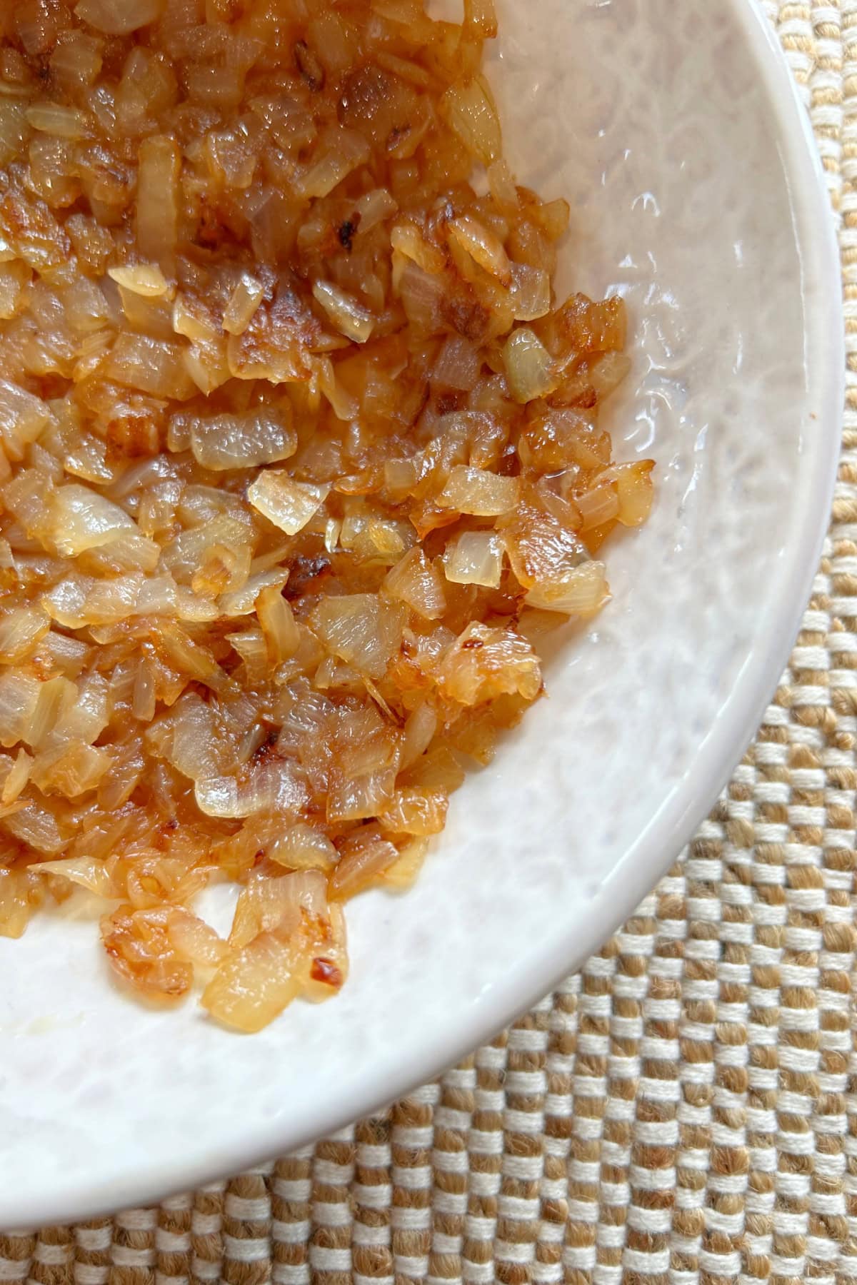 Caramelized Onion Dip recipe from RecipeGirl.com bowl of caramelized onions