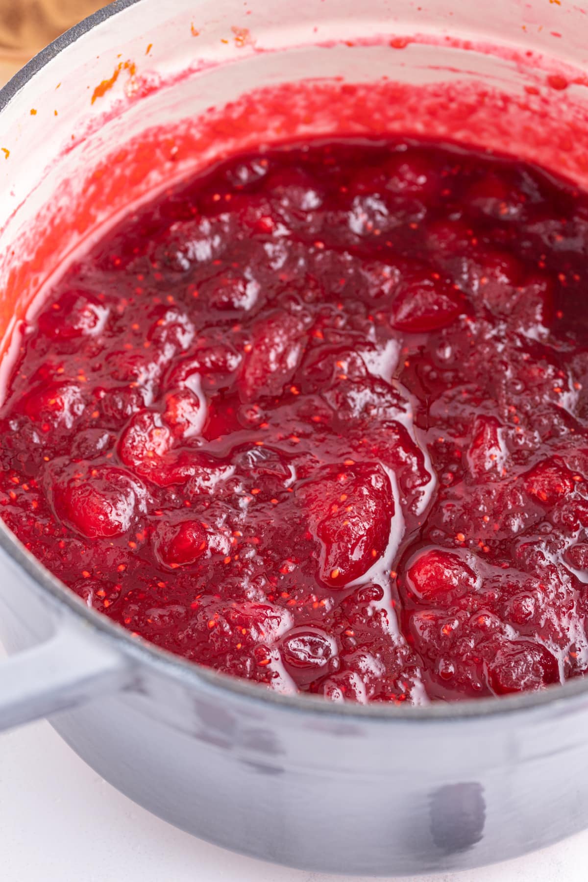 Classic Cranberry Sauce recipe from RecipeGirl.com pot of classic cranberry sauce