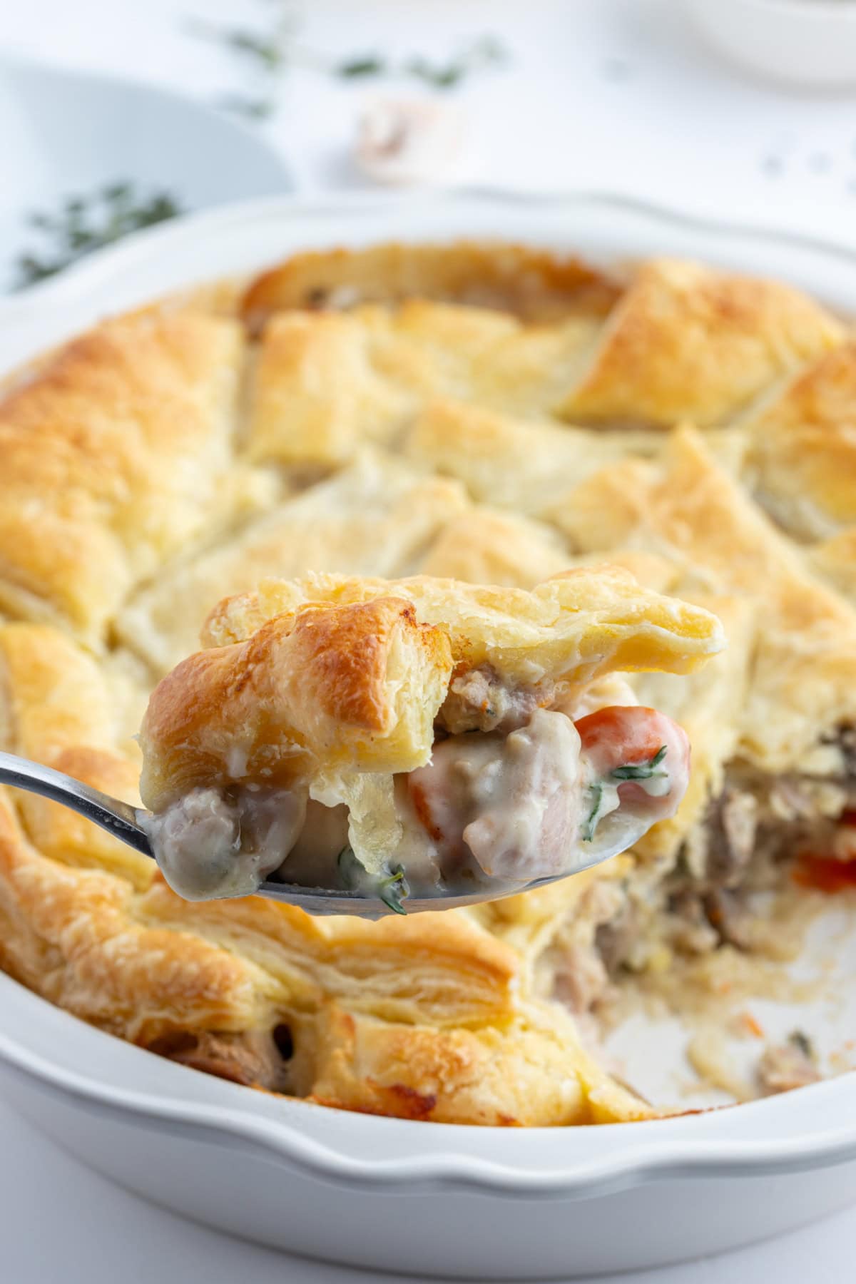 Coq au Vin Pot Pie recipe from RecipeGirl.com : Fun way to eat this popular French comfort food recipe, and a unique version of the classic chicken pot pie. spoonful of coq au vin pot pie