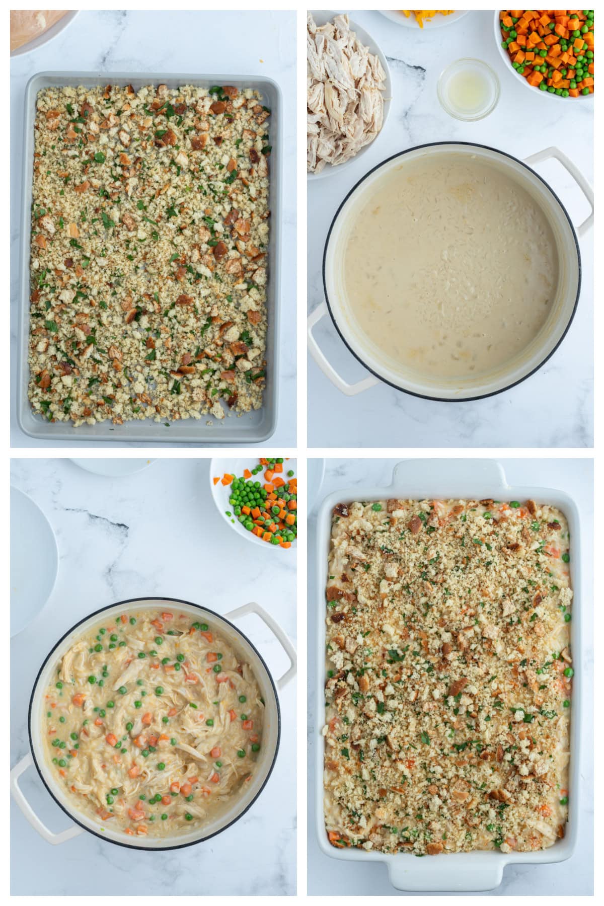 Creamy Chicken and Rice Casserole recipe from RecipeGirl.com : Easy family friendly casserole recipe four photos showing how to make creamy chicken and rice casserole