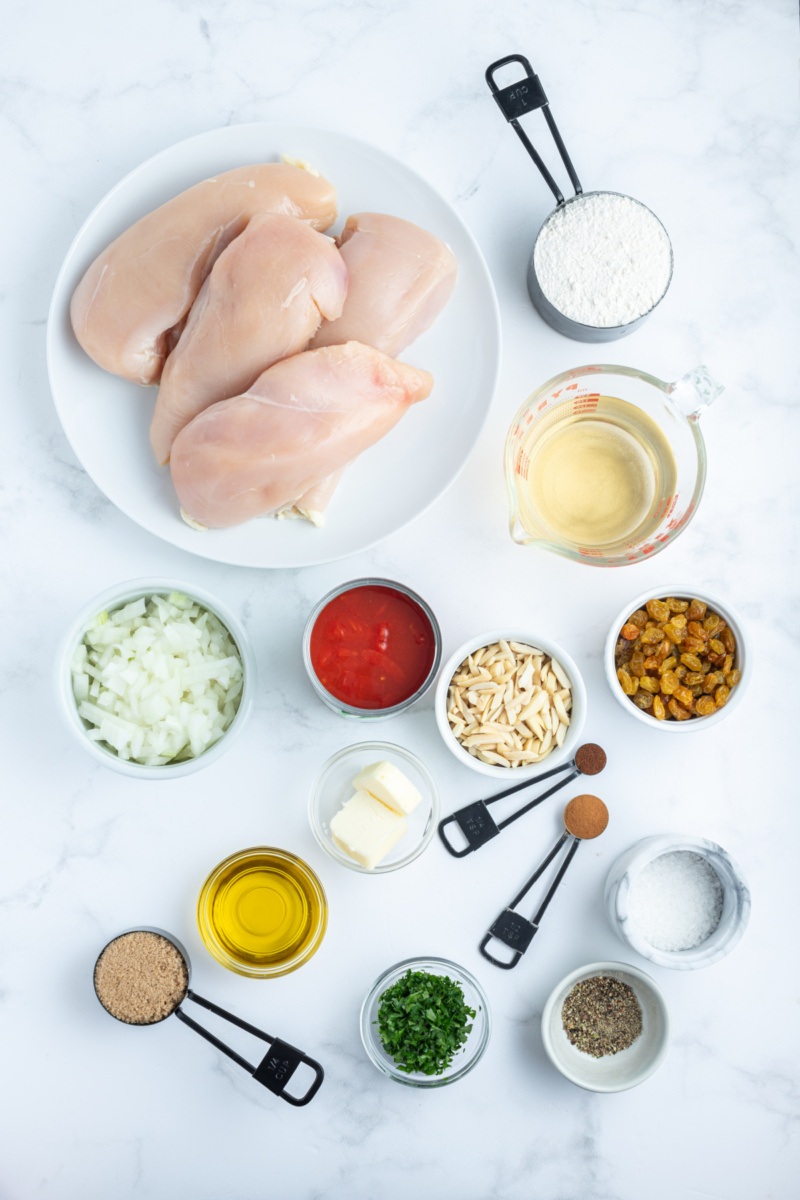 Drunken Chicken recipe from RecipeGirl.com ingredients displayed for making drunken chicken