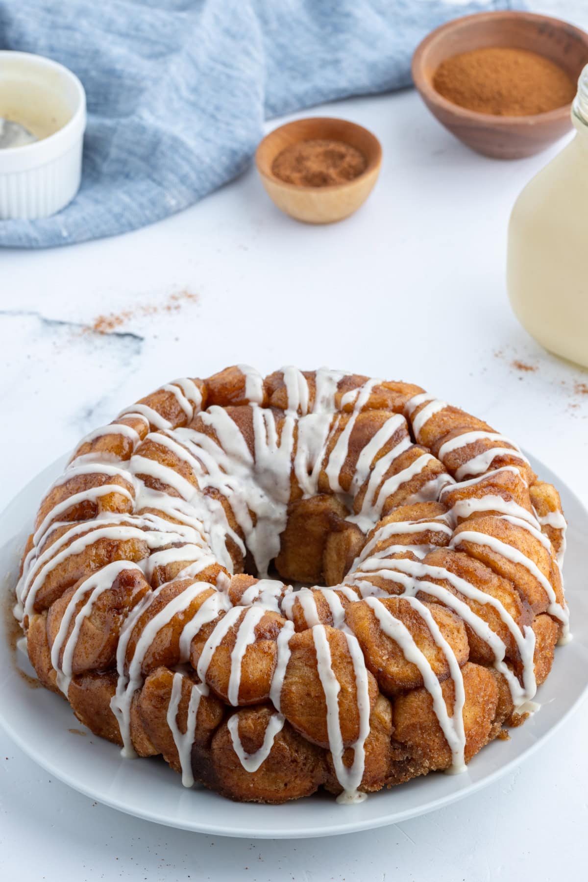 Eggnog Monkey Bread recipe from RecipeGirl.com eggnog monkey bread on plate