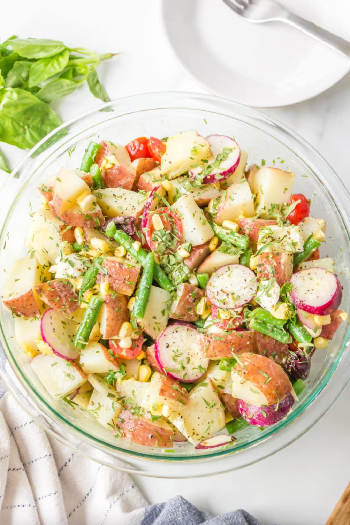 21 Favorite Potato Salad Recipes collection on RecipeGirl.com bowl of farmer's red potato salad