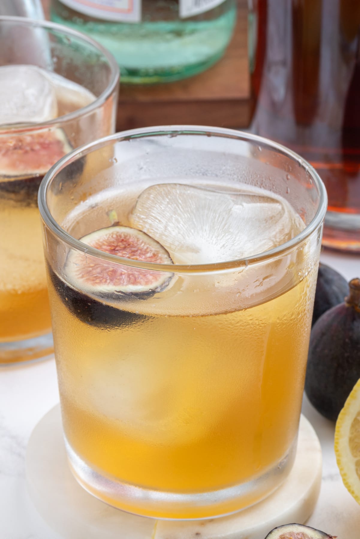 Fig Old Fashioned recipe from RecipeGirl.com fig old fashioned in a cocktail glass