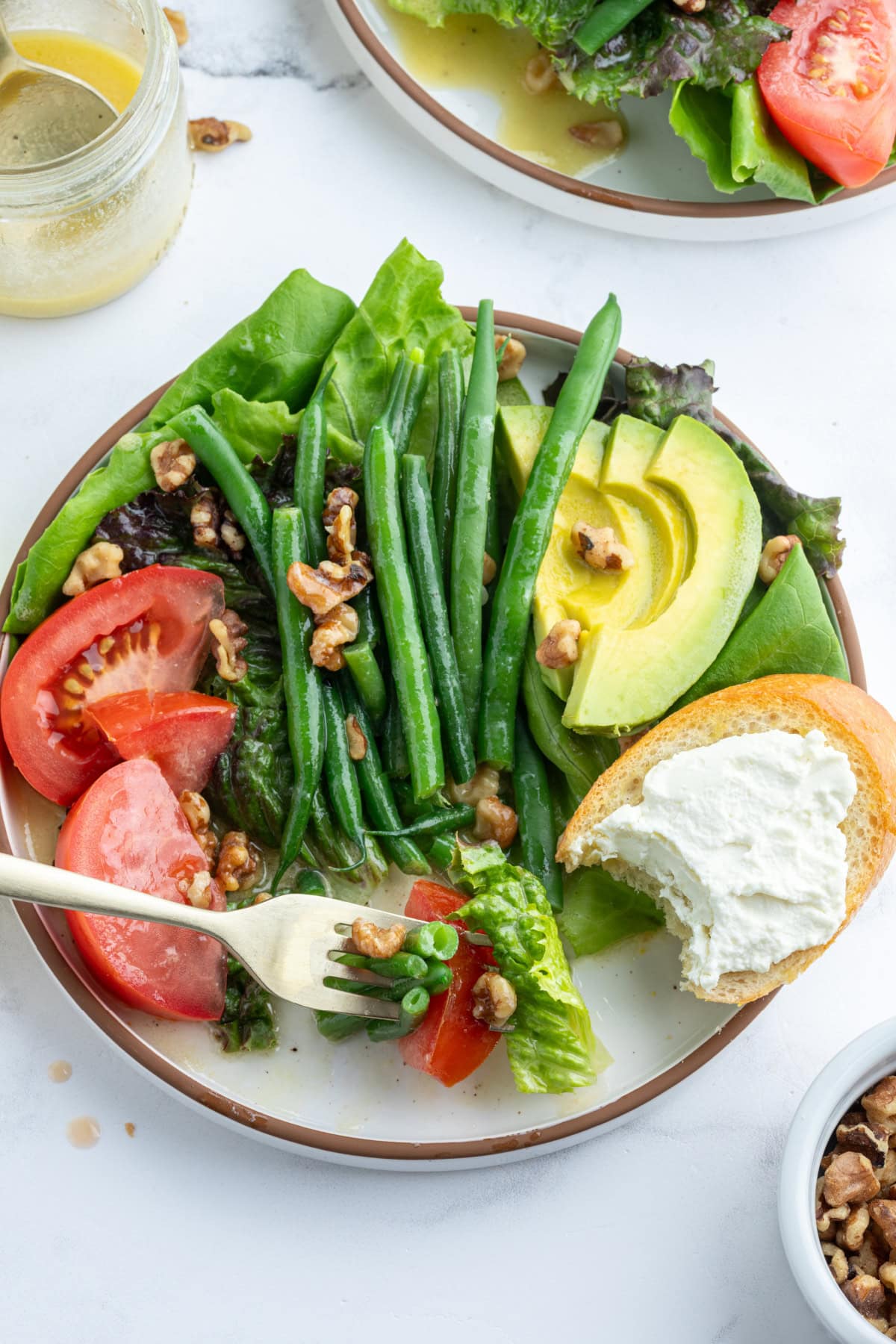 French Goat Cheese Salad recipe from RecipeGirl.com overhead shot of french goat cheese salad