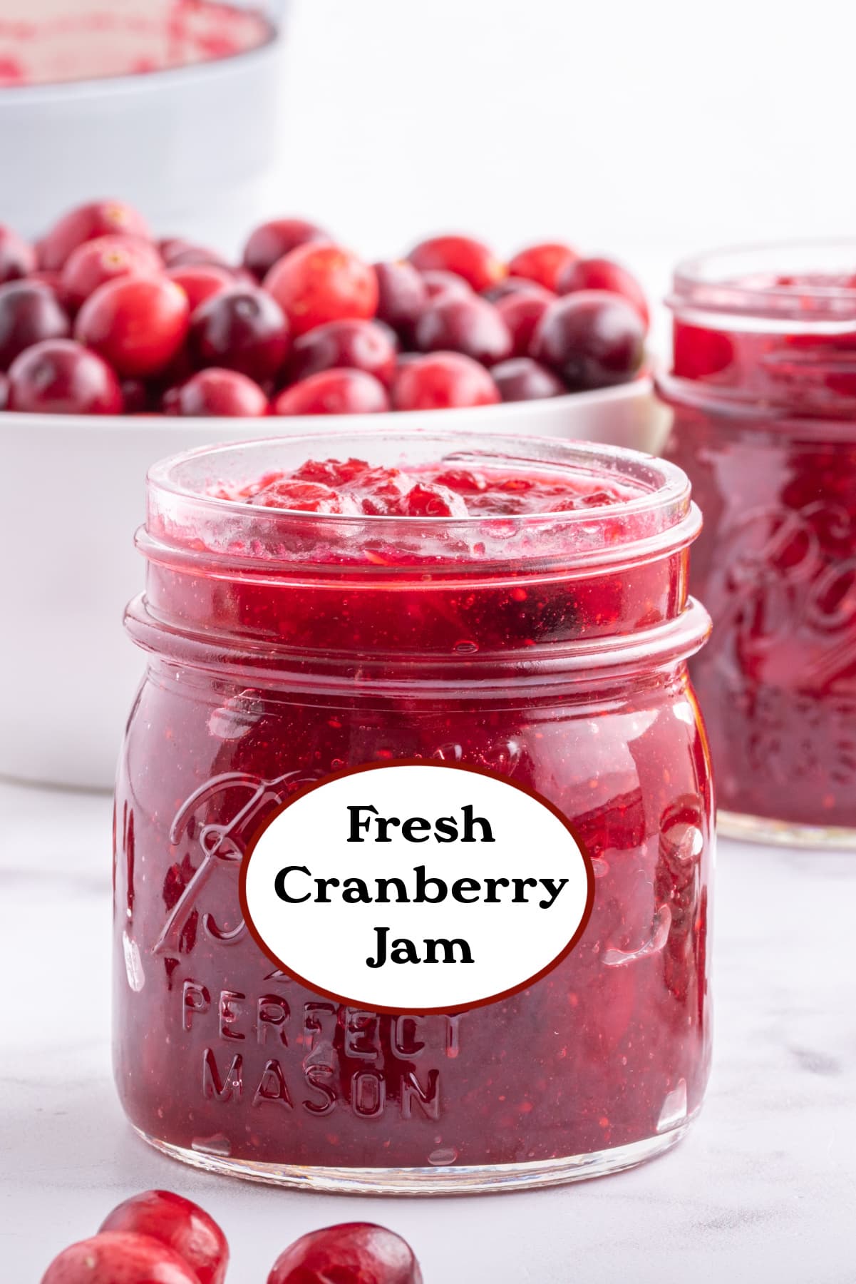 Fresh Cranberry Jam recipe from RecipeGirl.com fresh cranberry jam in a jar