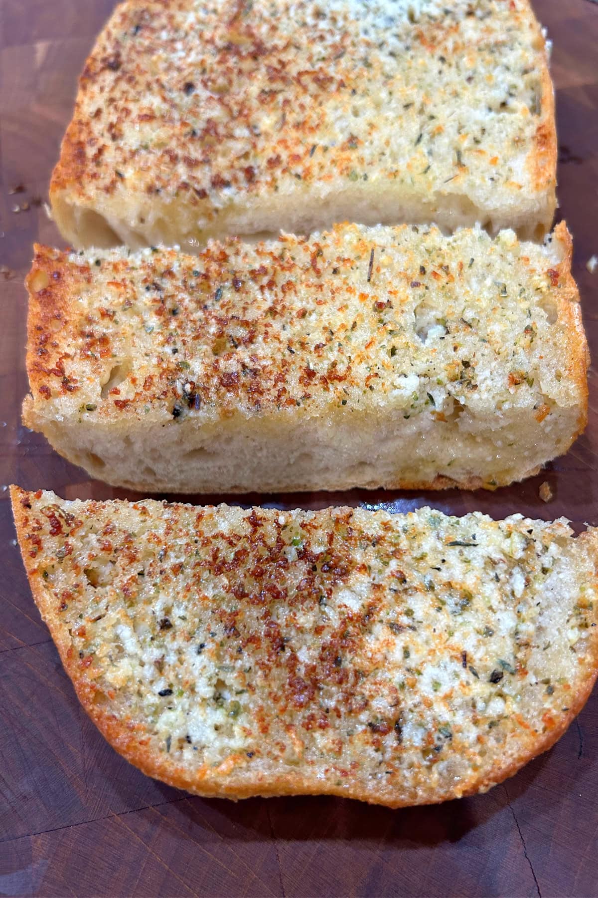 Garlic Bread Spread recipe from RecipeGirl.com sliced garlic bread