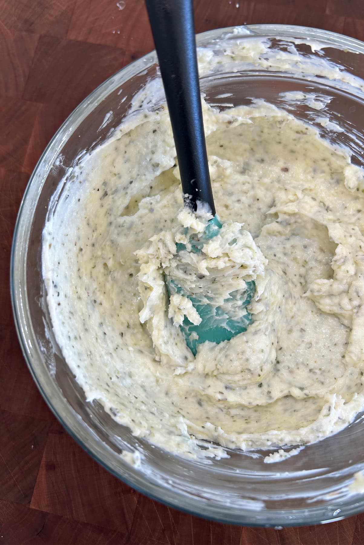 Garlic Bread Spread recipe from RecipeGirl.com garlic bread spread in bowl