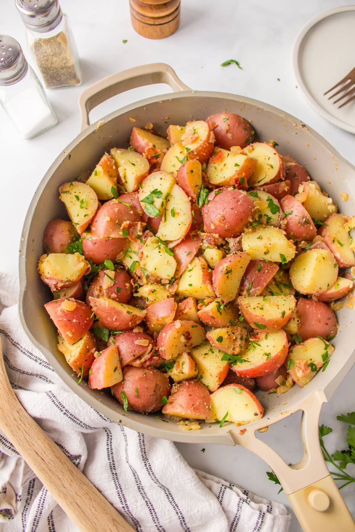 German Potato Salad recipe from RecipeGirl.com bowl of german potato salad