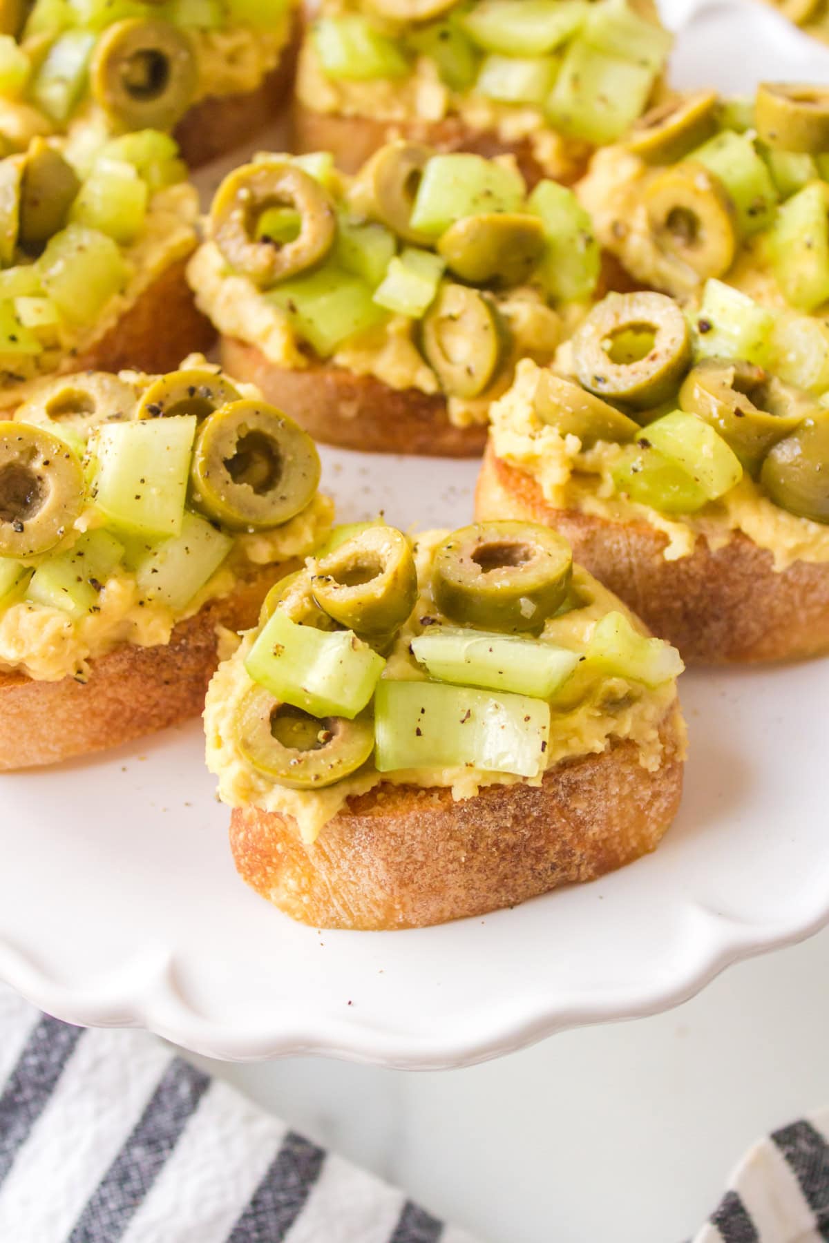 Greek Crostini appetizer recipe from RecipeGirl.com greek crostini on display