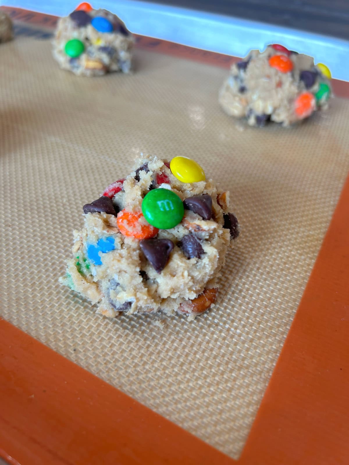 Happy Trails Cookies recipe from RecipeGirl.com happy trails cookie dough on baking sheet
