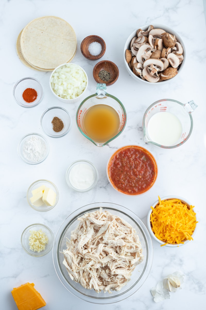 King Ranch Chicken Casserole recipe from RecipeGirl.com ingredients displayed for making king ranch chicken casserole