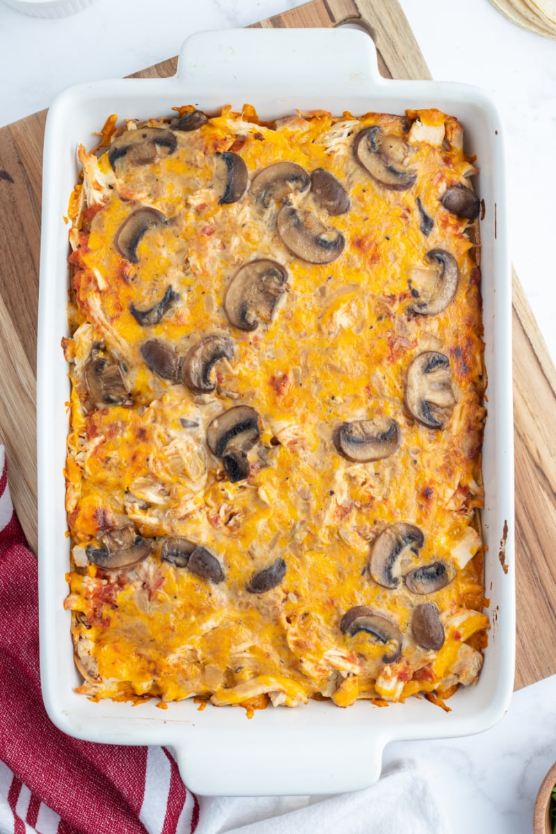 King Ranch Chicken Casserole recipe from RecipeGirl.com king ranch chicken casserole in casserole dish