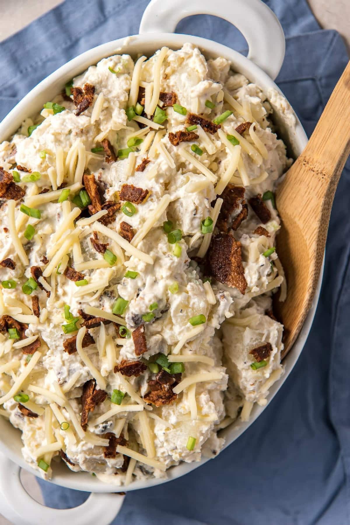 21 Favorite Potato Salad Recipes collection on RecipeGirl.com bowl of loaded baked potato salad
