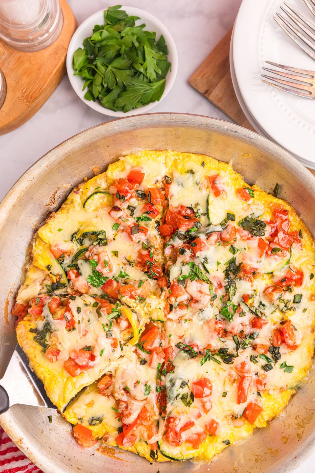 Squash and Tomato Oven Frittata recipe from RecipeGirl.com squash and tomato oven frittata