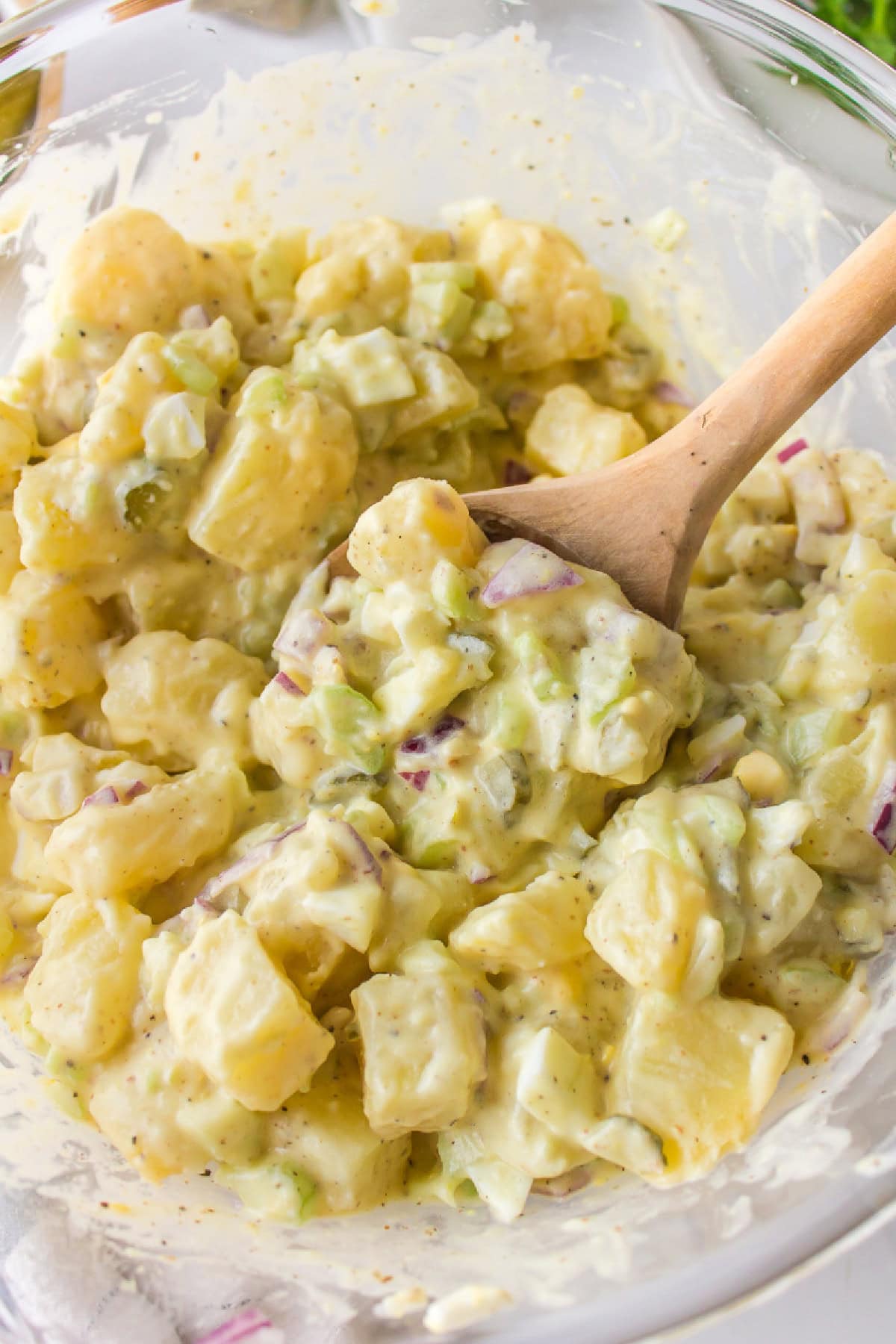 21 Favorite Potato Salad Recipes collection on RecipeGirl.com sweet pickle potato salad in bowl
