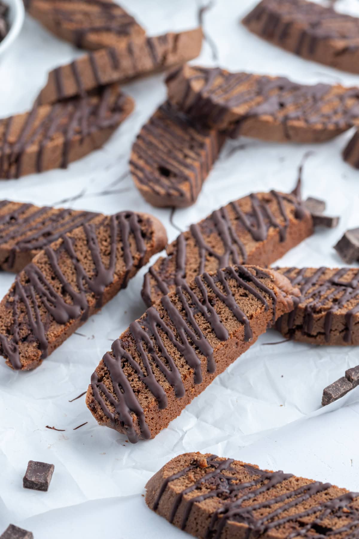 Triple Chocolate Biscotti recipe from RecipeGirl.com several triple chocolate biscotti